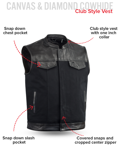 49/51 Vest Motorcycle Leather Canvas Vest Men's Canvas Vests Vests