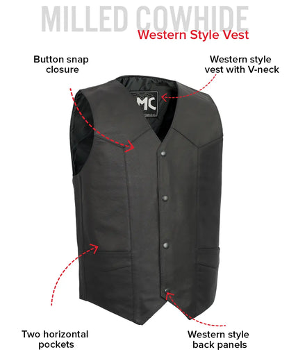 Top Shot Men's Motorcycle Western Style Leather Vest Men's Western Vest Vests
