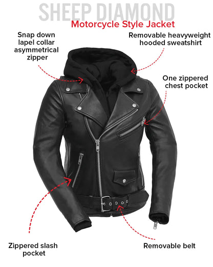 Ryman - Women's Motorcycle Leather Jacket Women's Leather Jacket Jackets