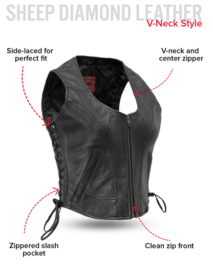 Raven Women's Motorcycle Leather Vest Women's Leather Vest Vests
