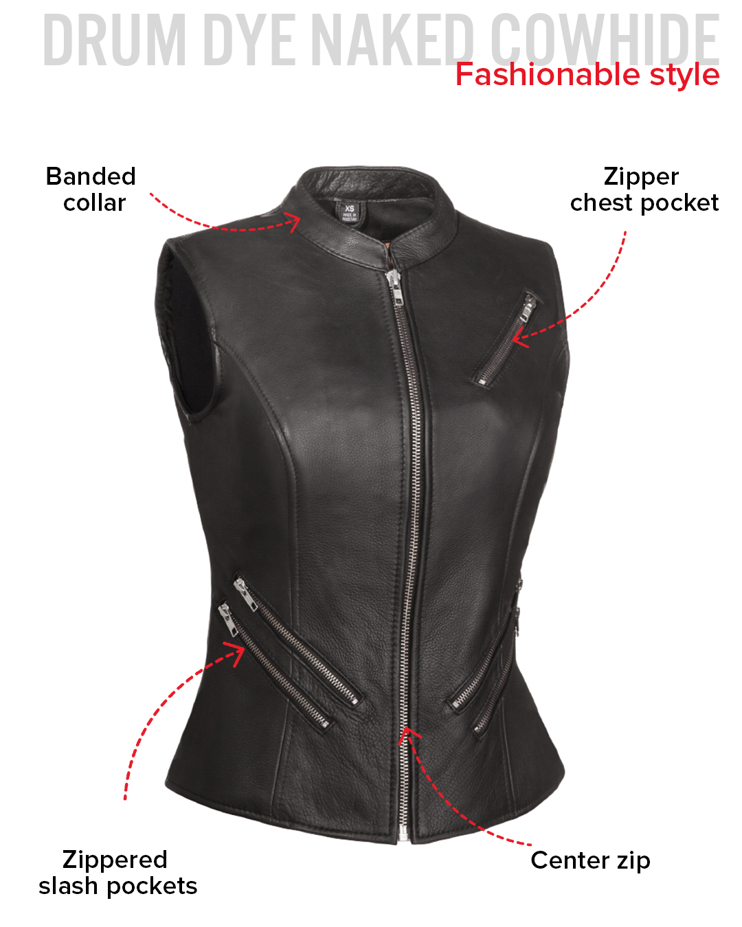 Fairmont Women's Motorcycle Leather Vest Women's Leather Vest Vests