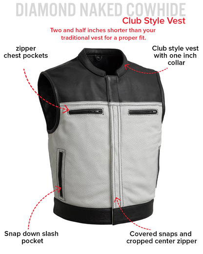 Two Tone Lowrider Perforated Men's Leather Vest Men's Perforated Leather Vest Vests