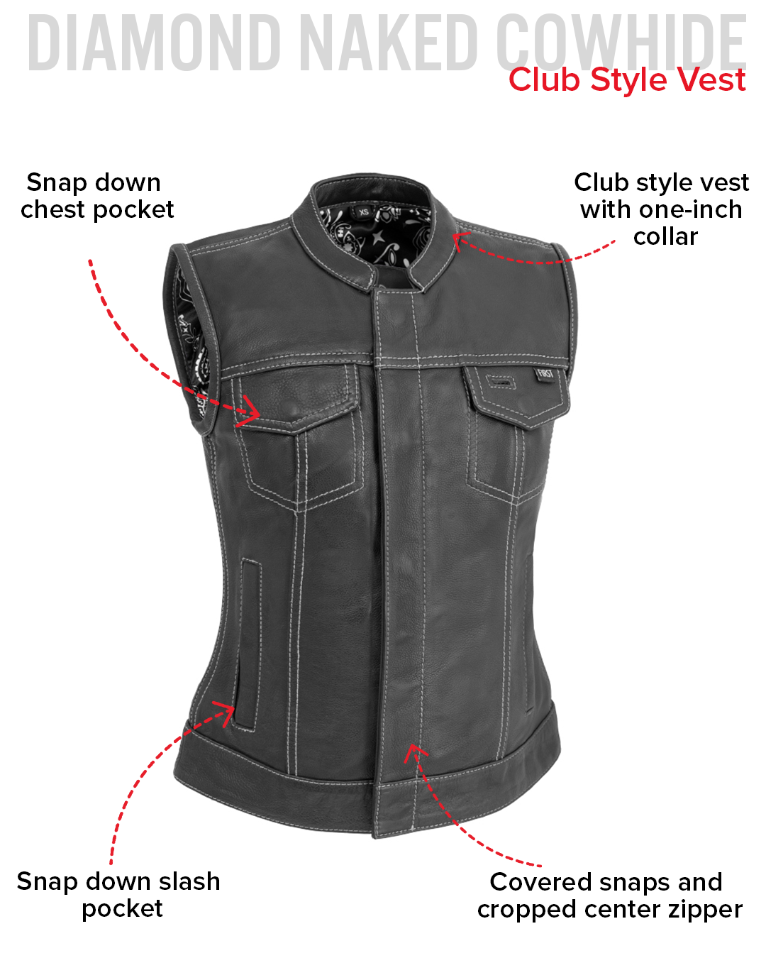 Jessica Women's Motorcycle Leather Vest - White - Limited Edition Women's Leather Vest Vests