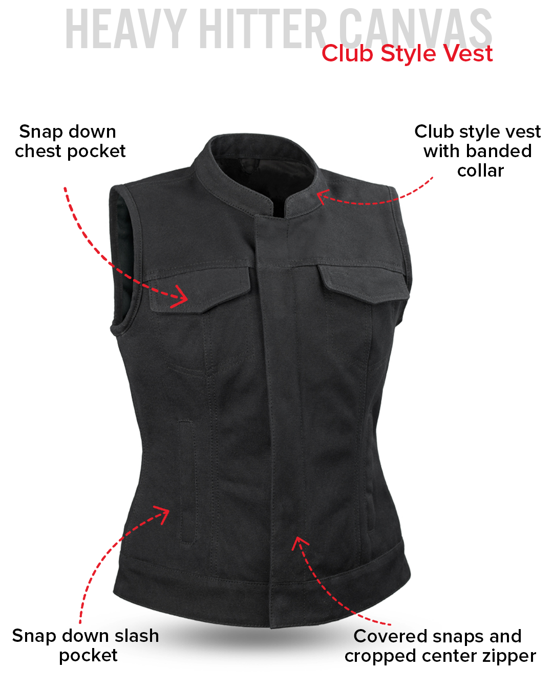 Ludlow Women's Motorcycle Canvas Vest Women's Canvas Vest Vests
