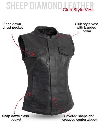 Ludlow Women's Motorcycle Leather Vest Women's Leather Vest Vests