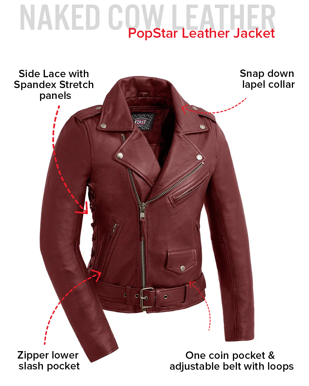 Popstar Women's Motorcycle Leather Jacket Women's Leather Jacket Jackets