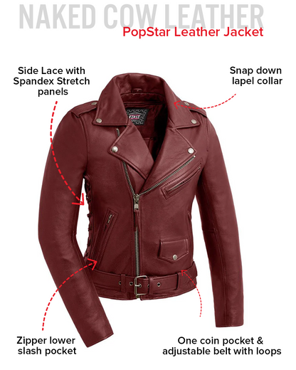 Popstar Women's Motorcycle Leather Jacket Women's Leather Jacket Jackets