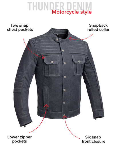 Rowdy Men's Thunder Denim Motorcycle Jacket Men's Thunder Denim Jacket Jackets