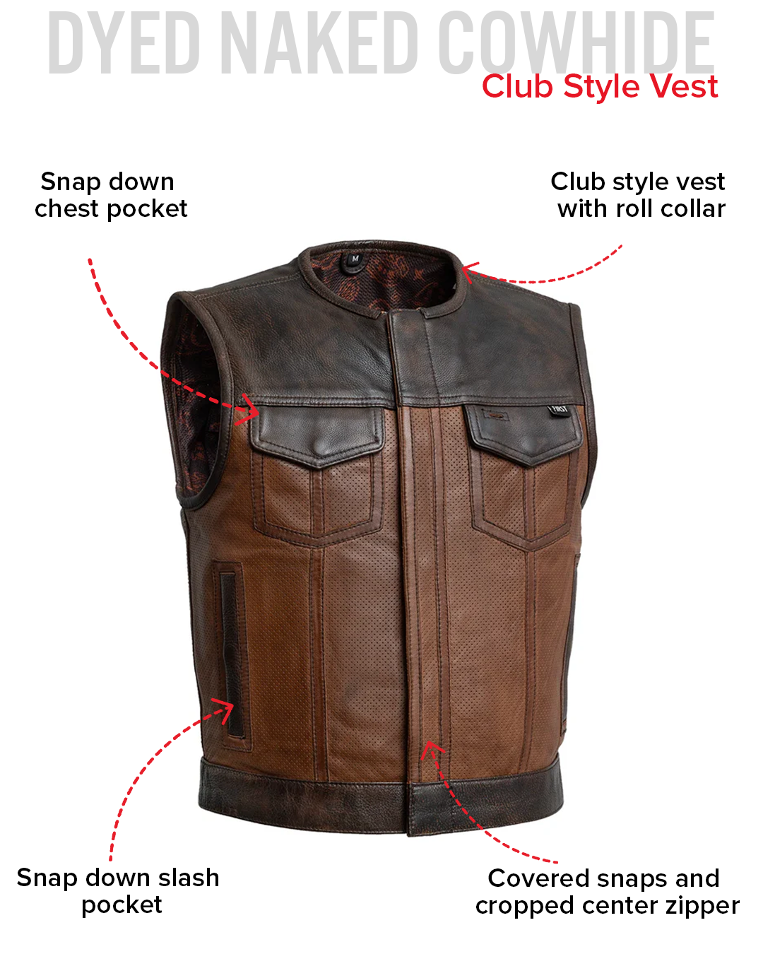 Lowside Gunner Men's Perforated Leather Vest Men's Perforated Leather Vest Vests