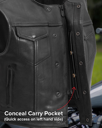 Lowside Men's Motorcycle Leather Vest Men's Leather Vest Vests