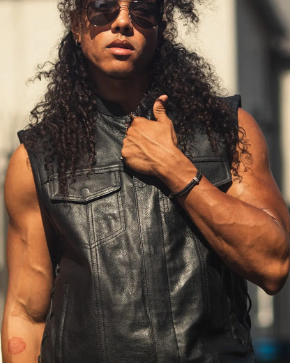 Sniper Men's Motorcycle Leather Vest Men's Leather Vest Vests