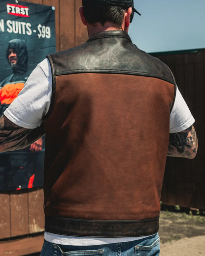 Gunner Men's Leather Motorcycle Vest (Limited Edition) Factory Customs First Manufacturing Company