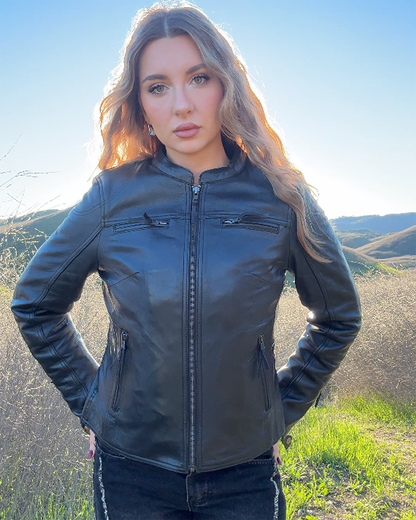 Supastar - Womens Motorcycle Leather Jacket Women's Leather Jacket Jackets