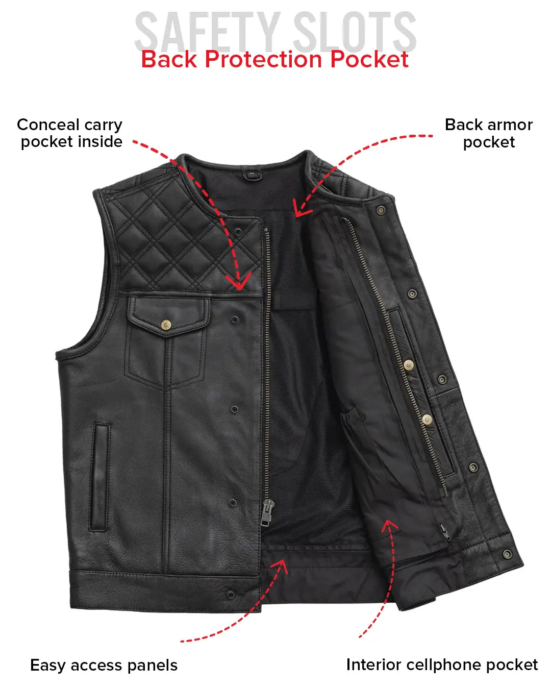 12 Gauge Men's Motorcycle Leather Vest Men's Leather Vest Vests