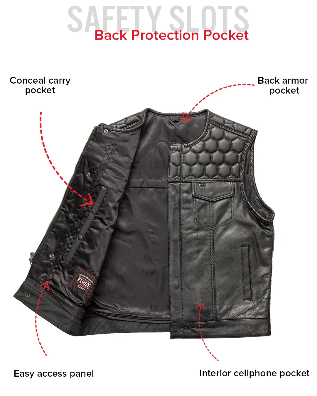 Hornet Men's Club Style Leather Vest Men's Leather Vest Vests