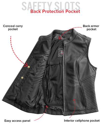 Nina Women's Motorcycle Leather Vest Women's Leather Vest Vests