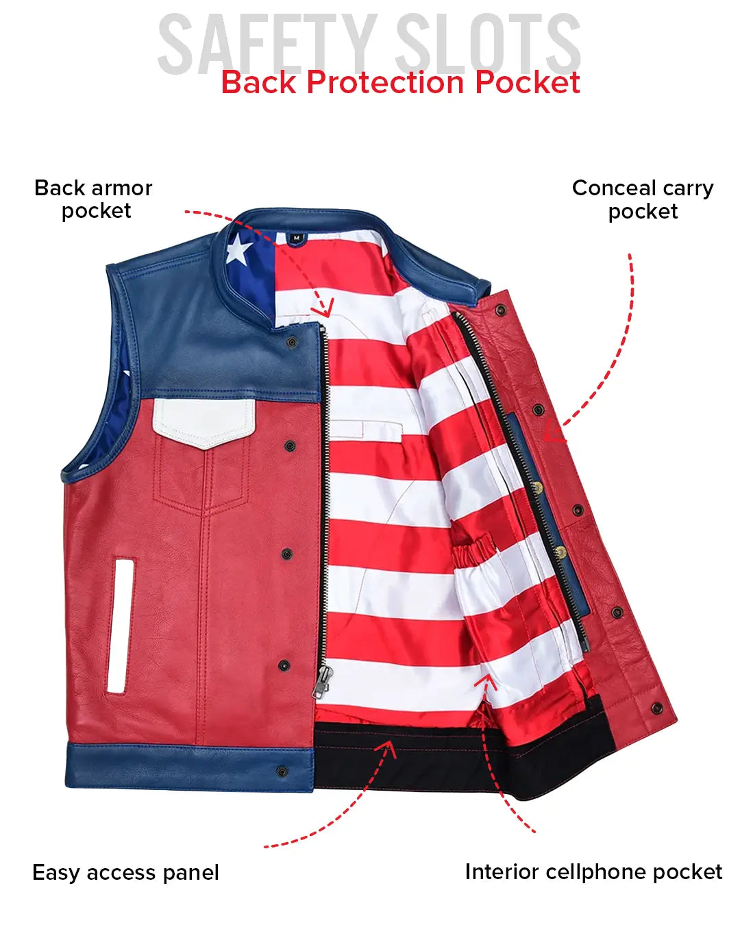 Patriot Rebel Men's Motorcycle Leather Vest Men's Leather Vest Vests