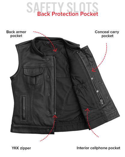 Jessica Perforated Women's Motorcycle Leather Vest Women's Perforated Leather Vest Vests