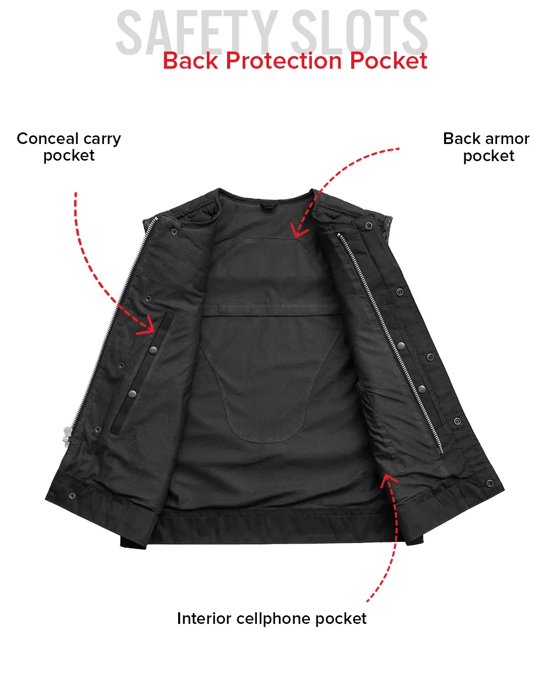 Lowside Hornet Moto Mesh Men's Club Style Vest Men's Moto Mesh Vest Vests