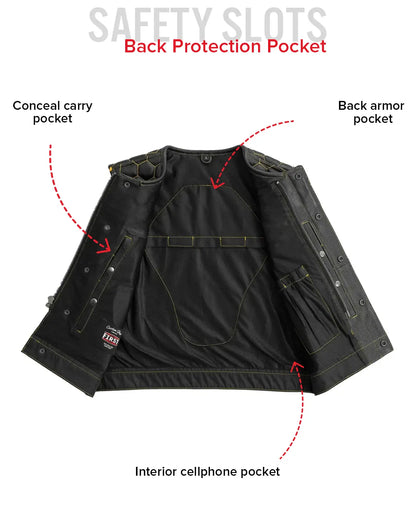 Lowside Hornet Perforated Men's Club Style Leather Vest Men's Perforated Leather Vest Vests