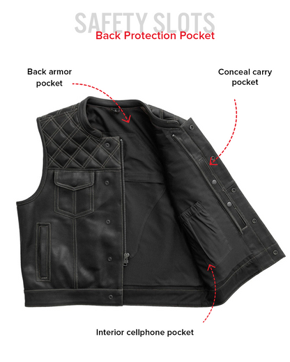 Upside Perforated Men's Club Style Leather Vest Men's Perforated Leather Vest Vests