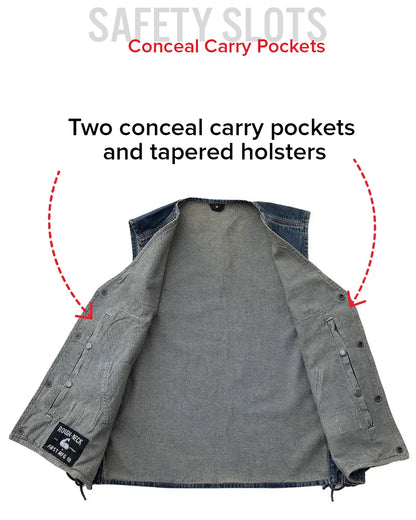 Gambler Men's Motorcycle Denim Vest Men's Denim Vest Vests