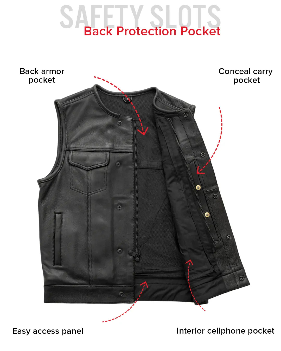 Highside Men's Motorcycle Leather Vest Men's Leather Vest Vests