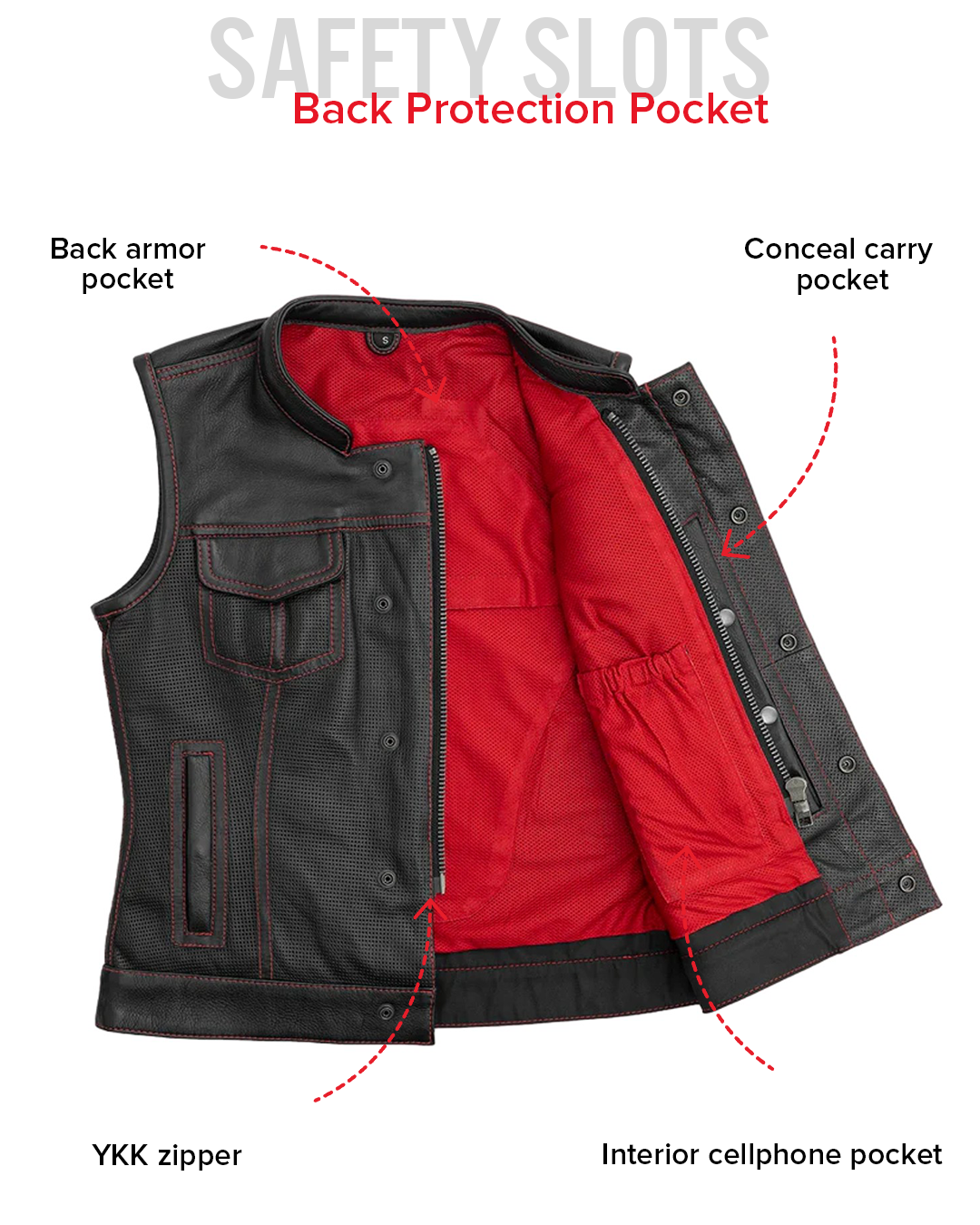 Jessica Perforated Women's Motorcycle Leather Vest Women's Perforated Leather Vest Vests