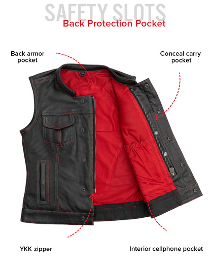 Jessica Perforated Women's Motorcycle Leather Vest Women's Perforated Leather Vest Vests