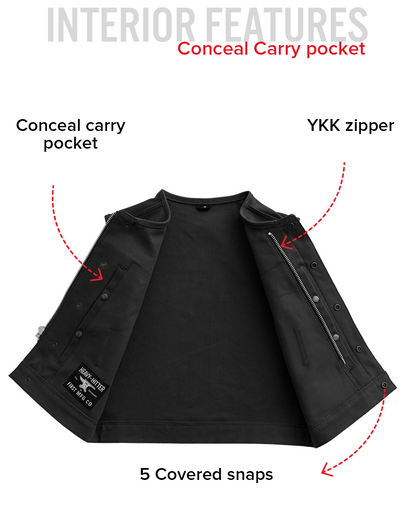Lowside Black Men's Motorcycle Canvas Vest Men's Canvas Vests Vests