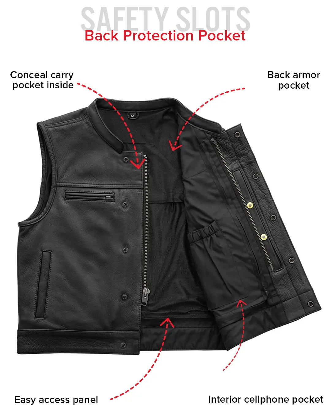 Lowrider Men's Motorcycle Leather Vest Men's Leather Vest Vests