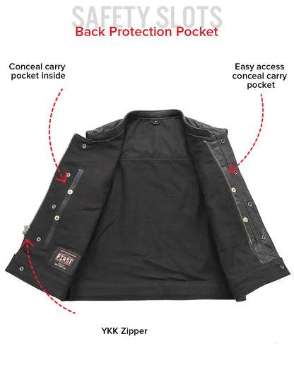 Lowrider Men's Motorcycle Leather/Twill Vest Men's Leather/Twill Vest Vests