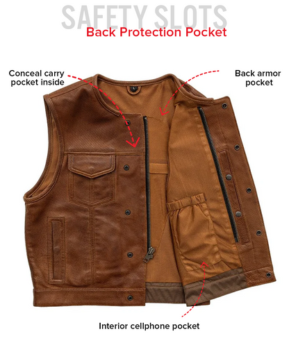 Lowside Men's Perforated Motorcycle Leather Vest