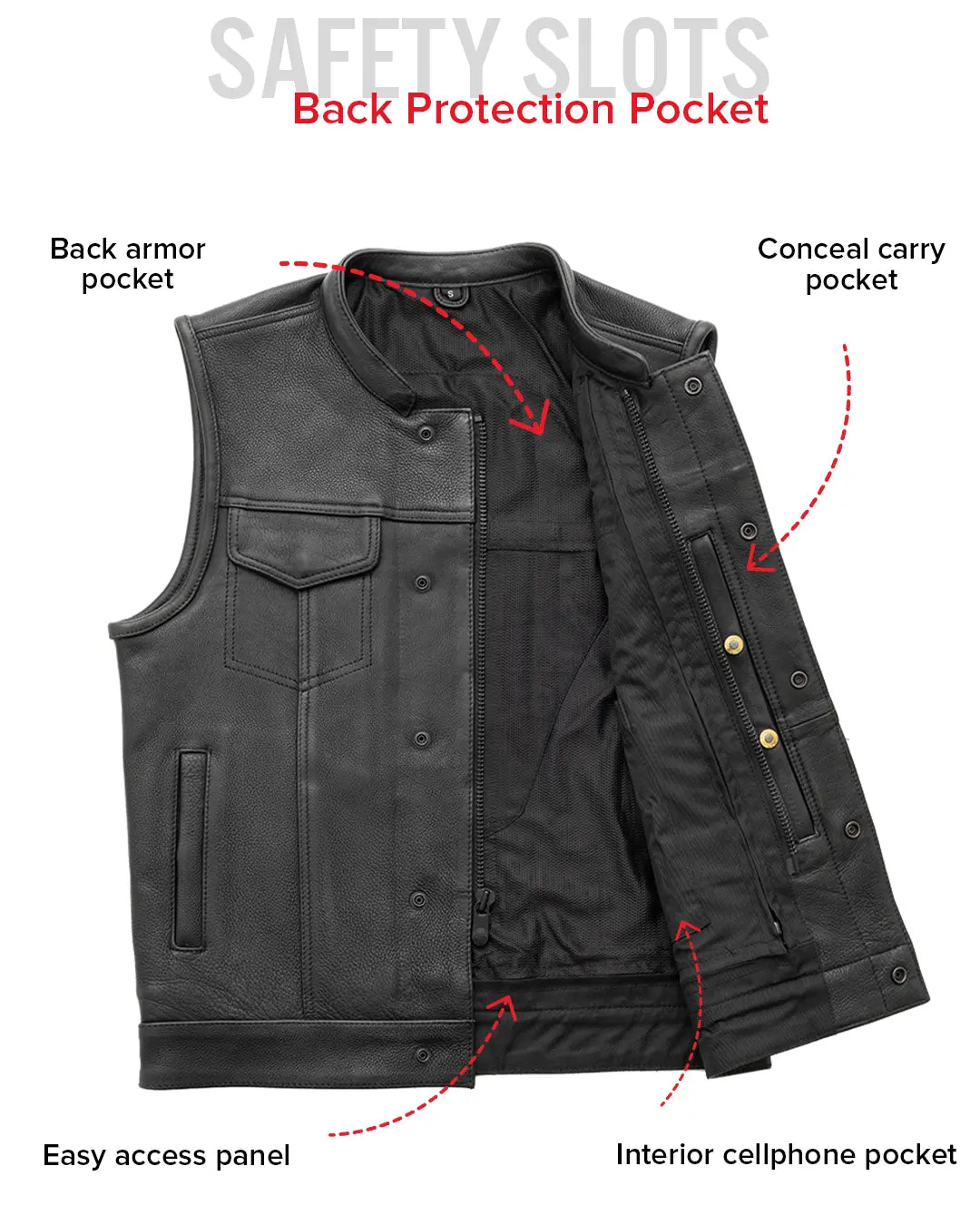 Hotshot Men's Motorcycle Leather Vest Men's Leather Vest Vests