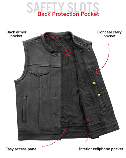 Hotshot Men's Motorcycle Leather Vest Men's Leather Vest Vests