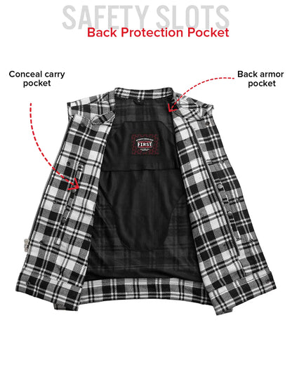 Sharp Shooter Moto Men's Canvas Vest - Recycled Men's Canvas Vests Vests