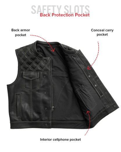 Downside Perforated Men's Motorcycle Leather Vest Men's Perforated Leather Vest Vests
