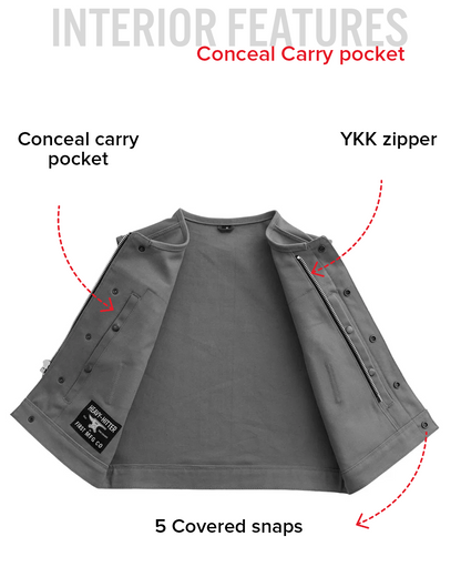 Lowside Men's Motorcycle Canvas Vest (Grey) Men's Canvas Vests Vests