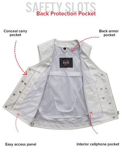 Beryl - Women's Motorcycle Leather Vest - White Women's Leather Vest Vests