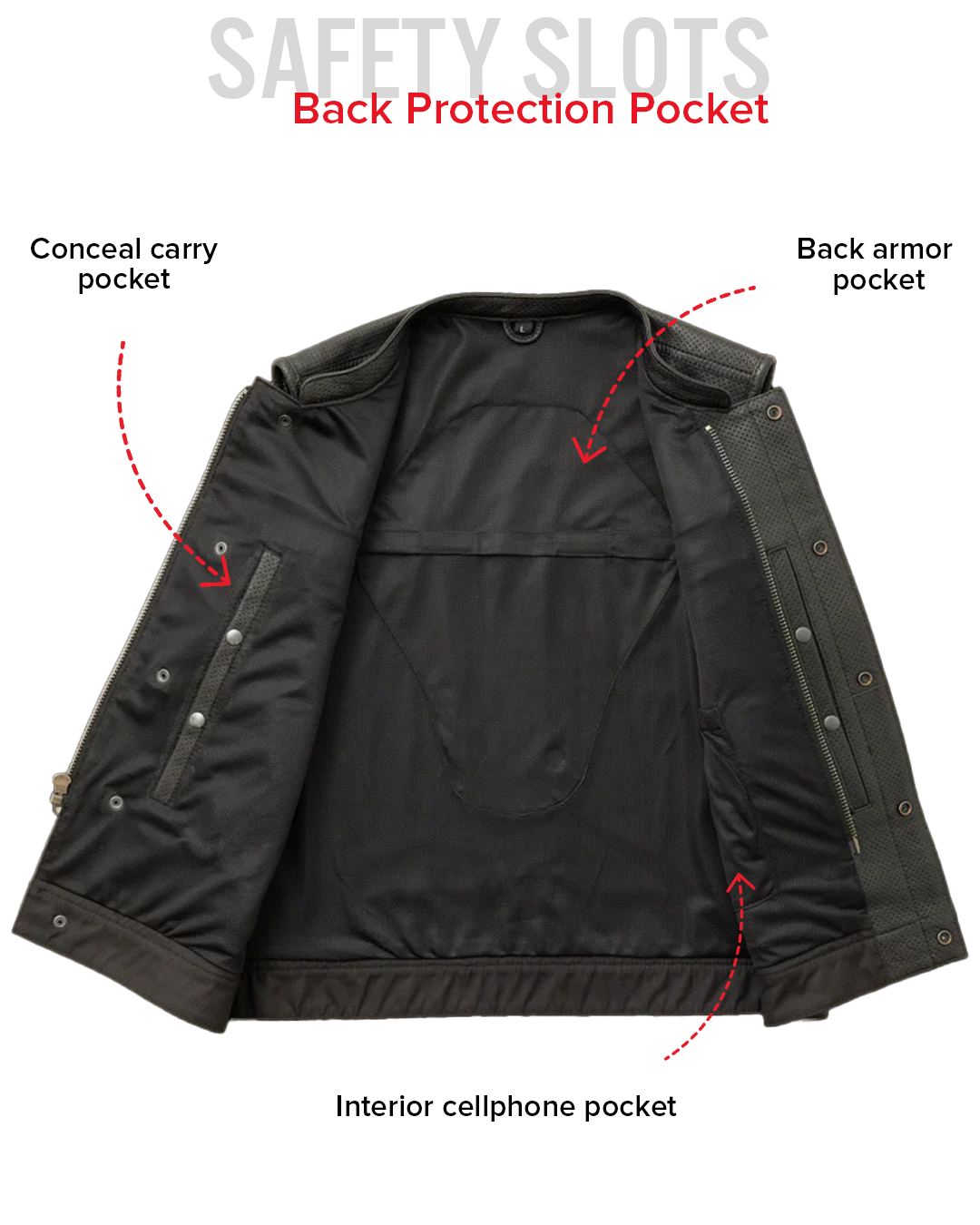 Lowside Men's Perforated Motorcycle Leather Vest Men's Perforated Leather Vest Vests