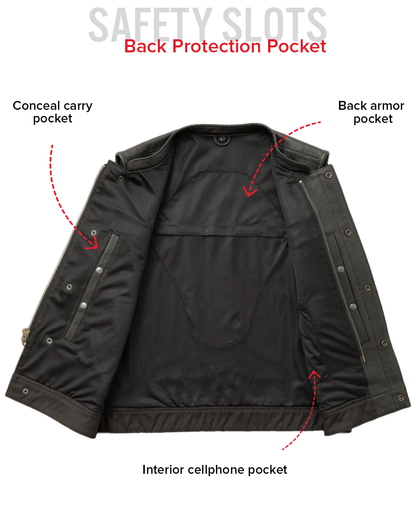 Lowside Men's Perforated Motorcycle Leather Vest Men's Perforated Leather Vest Vests