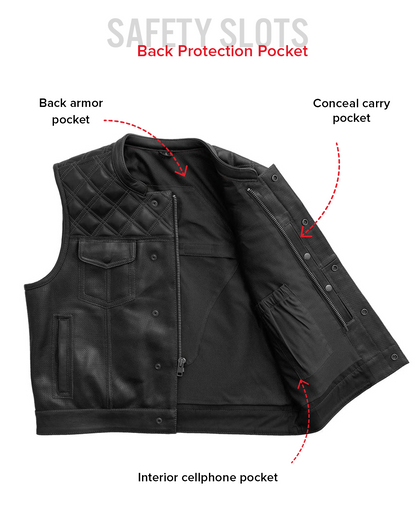Upside Perforated Men's Club Style Leather Vest Men's Perforated Leather Vest Vests