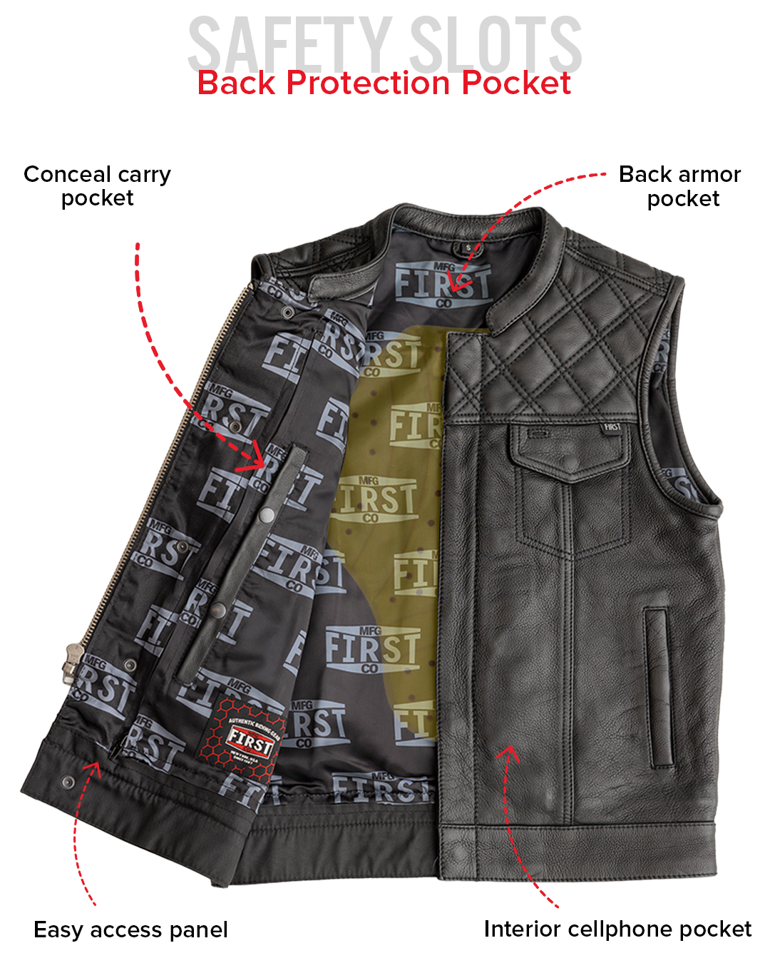 FMCo Men's Signature Leather Vest Men's Leather Vest Vests