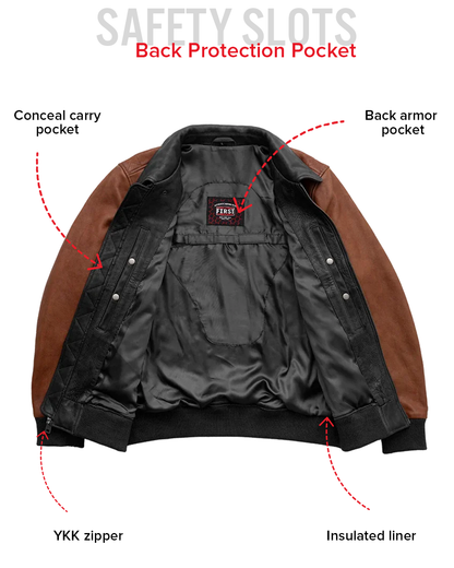 Moto Bomber Two Tone Men's Leather Jacket Men's Leather Jacket Jackets
