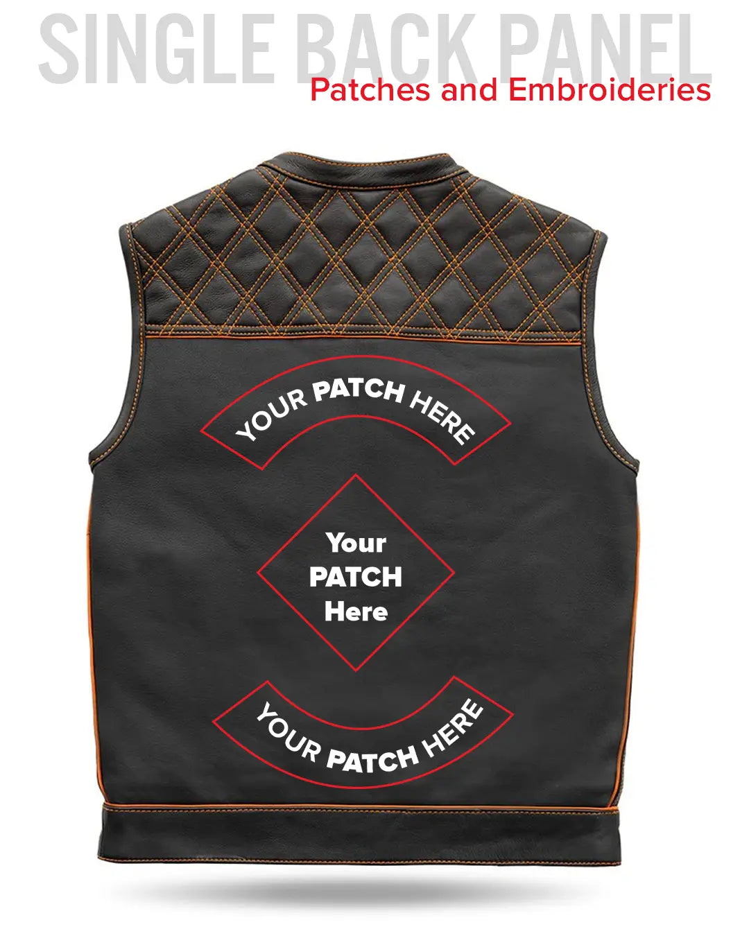 Finish Line - Orange Checker - Men's Motorcycle Leather Vest Men's Leather Vest Vests