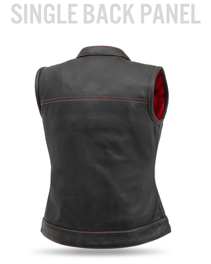 Jessica Perforated Women's Motorcycle Leather Vest Women's Perforated Leather Vest Vests