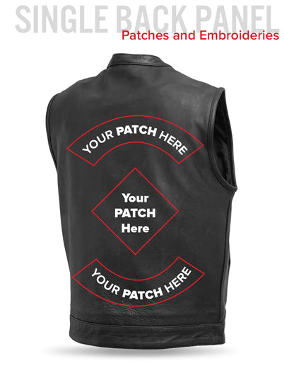 Top Rocker Men's Motorcycle Leather Vest Men's Leather Vest Vests