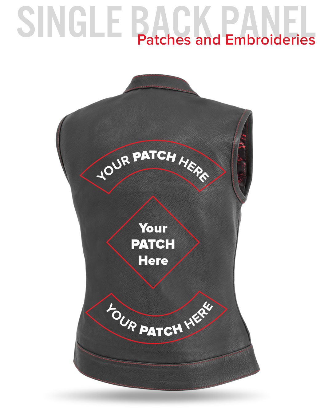 Jessica Women's Motorcycle Leather Vest - Black/Red - Limited Edition Women's Leather Vest Vests