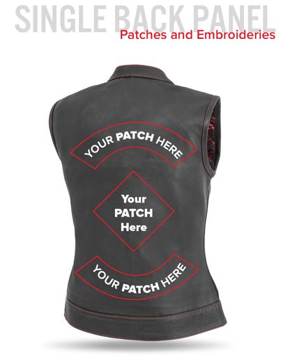 Jessica Women's Motorcycle Leather Vest - Black/Red - Limited Edition Women's Leather Vest Vests