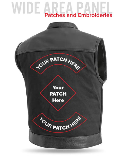 Lowrider Men's Motorcycle Leather/Twill Vest Men's Leather/Twill Vest Vests